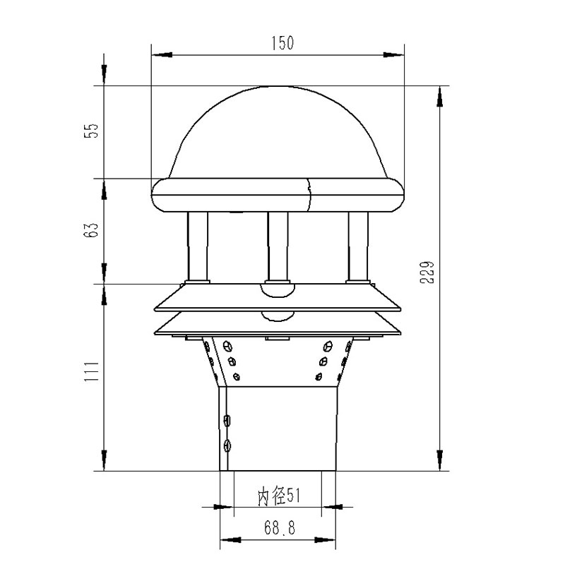 降雨量監(jiān)測(cè)計(jì)產(chǎn)品尺寸圖