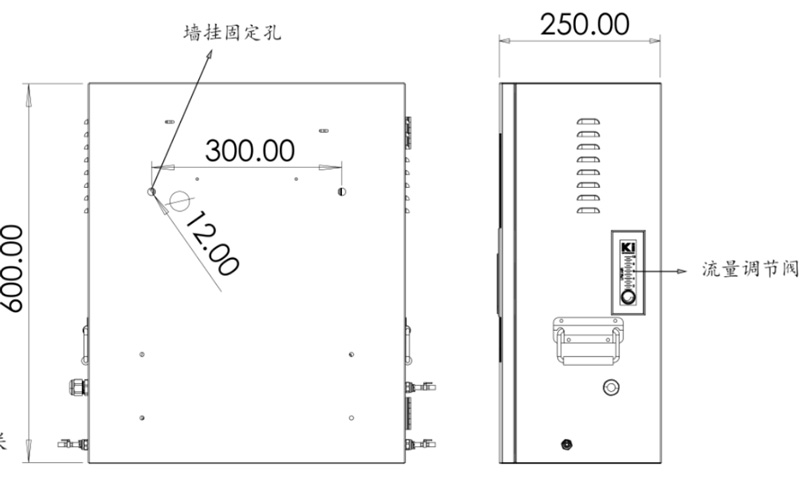 水質(zhì)ph電導(dǎo)率濁度在線(xiàn)監(jiān)測(cè)設(shè)備側(cè)視圖